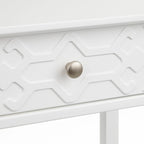 MDF Console Table with Geometric Drawer and Open Shelf – White / Blush Pink / Mint, 1-Unit
