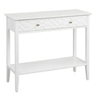MDF Console Table with Geometric Drawer and Open Shelf – White / Blush Pink / Mint, 1-Unit