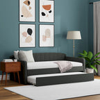 Scalloped Daybed with Roll-Out Trundle – Grey / Beige / Stone, 1–2 Person Use