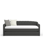 Scalloped Daybed with Roll-Out Trundle – Grey / Beige / Stone, 1–2 Person Use