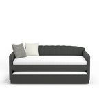 Scalloped Daybed with Roll-Out Trundle – Grey / Beige / Stone, 1–2 Person Use