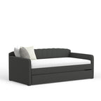 Scalloped Daybed with Roll-Out Trundle – Grey / Beige / Stone, 1–2 Person Use