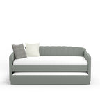 Scalloped Daybed with Roll-Out Trundle – Grey / Beige / Stone, 1–2 Person Use