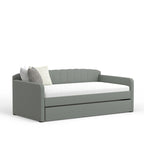 Scalloped Daybed with Roll-Out Trundle – Grey / Beige / Stone, 1–2 Person Use