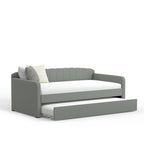 Scalloped Daybed with Roll-Out Trundle – Grey / Beige / Stone, 1–2 Person Use