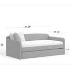 Scalloped Daybed with Roll-Out Trundle – Grey / Beige / Stone, 1–2 Person Use
