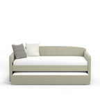 Scalloped Daybed with Roll-Out Trundle – Grey / Beige / Stone, 1–2 Person Use