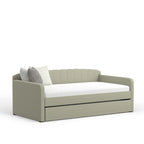 Scalloped Daybed with Roll-Out Trundle – Grey / Beige / Stone, 1–2 Person Use