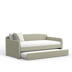 Scalloped Daybed with Roll-Out Trundle – Grey / Beige / Stone, 1–2 Person Use