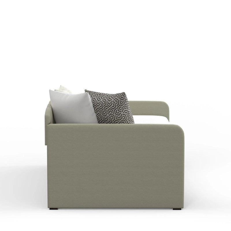 Scalloped Daybed with Roll-Out Trundle – Grey / Beige / Stone, 1–2 Person Use