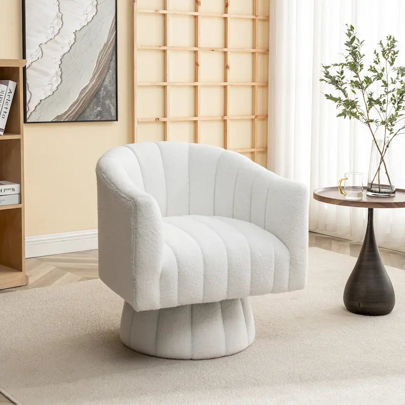 Velvet Swivel Accent Barrel Chair – White / Green / Black / Orange, 1-Person Use