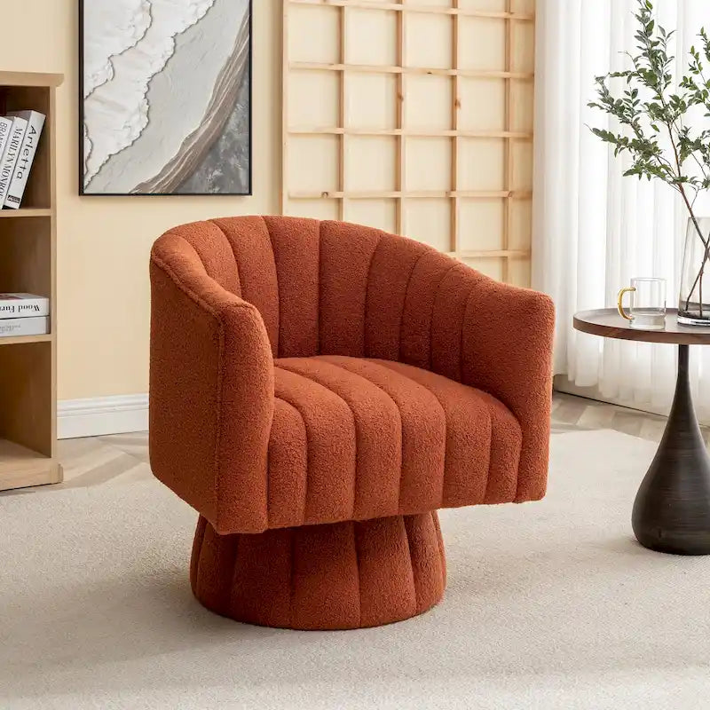 Velvet Swivel Accent Barrel Chair – White / Green / Black / Orange, 1-Person Use
