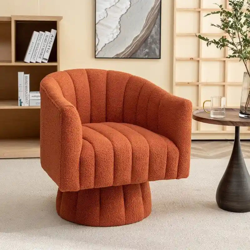 Velvet Swivel Accent Barrel Chair – White / Green / Black / Orange, 1-Person Use