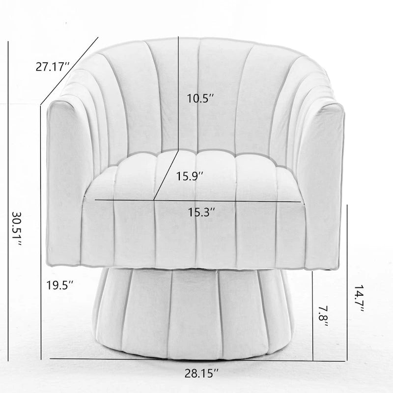 Velvet Swivel Accent Barrel Chair – White / Green / Black / Orange, 1-Person Use