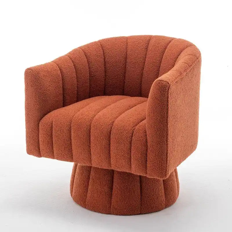 Velvet Swivel Accent Barrel Chair – White / Green / Black / Orange, 1-Person Use