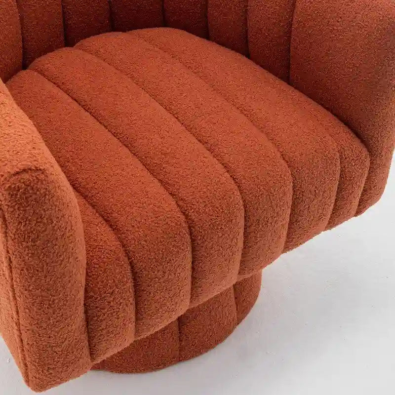 Velvet Swivel Accent Barrel Chair – White / Green / Black / Orange, 1-Person Use
