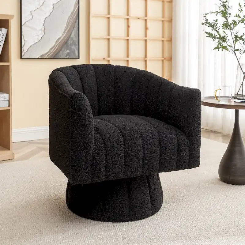 Velvet Swivel Accent Barrel Chair – White / Green / Black / Orange, 1-Person Use