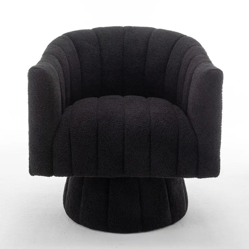 Velvet Swivel Accent Barrel Chair – White / Green / Black / Orange, 1-Person Use