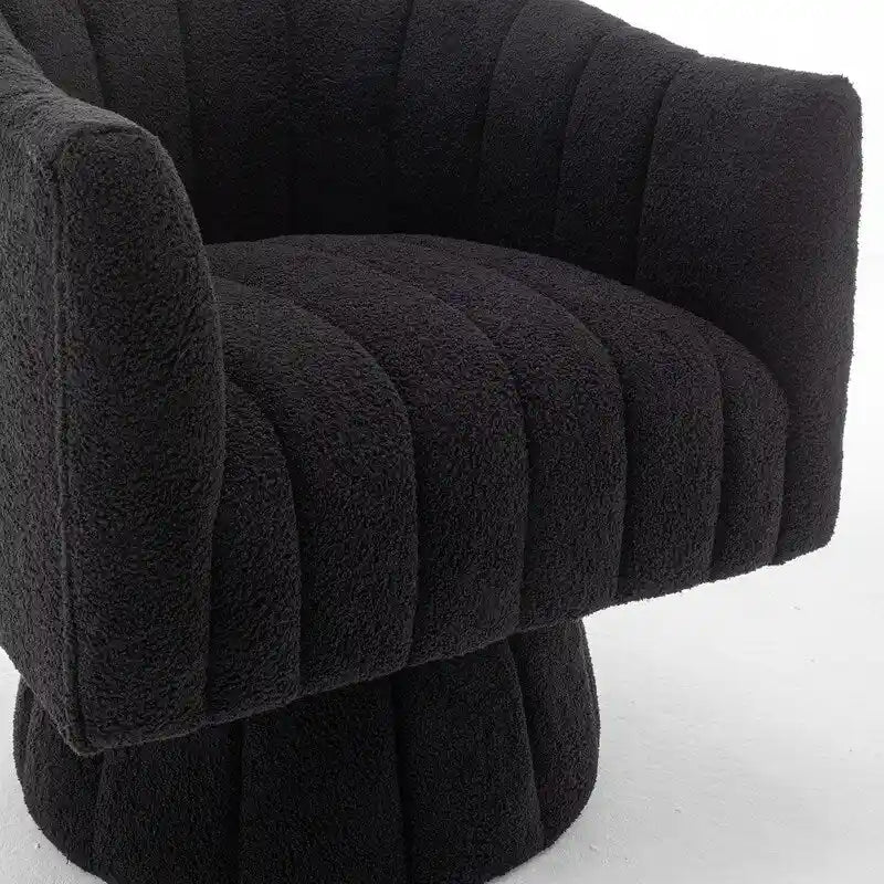 Velvet Swivel Accent Barrel Chair – White / Green / Black / Orange, 1-Person Use