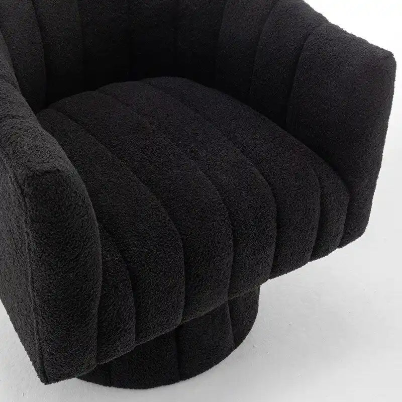 Velvet Swivel Accent Barrel Chair – White / Green / Black / Orange, 1-Person Use