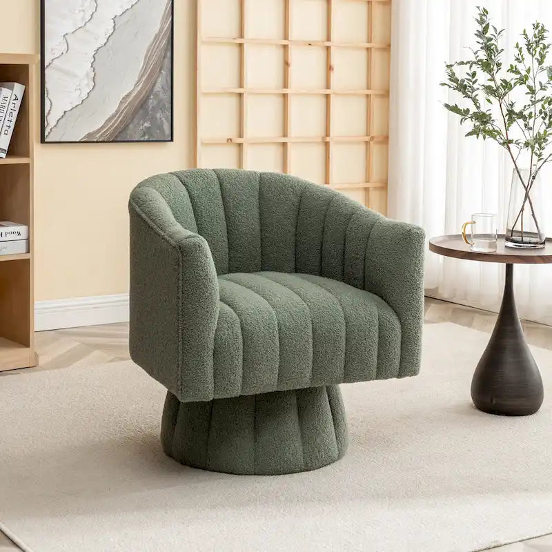 Velvet Swivel Accent Barrel Chair – White / Green / Black / Orange, 1-Person Use