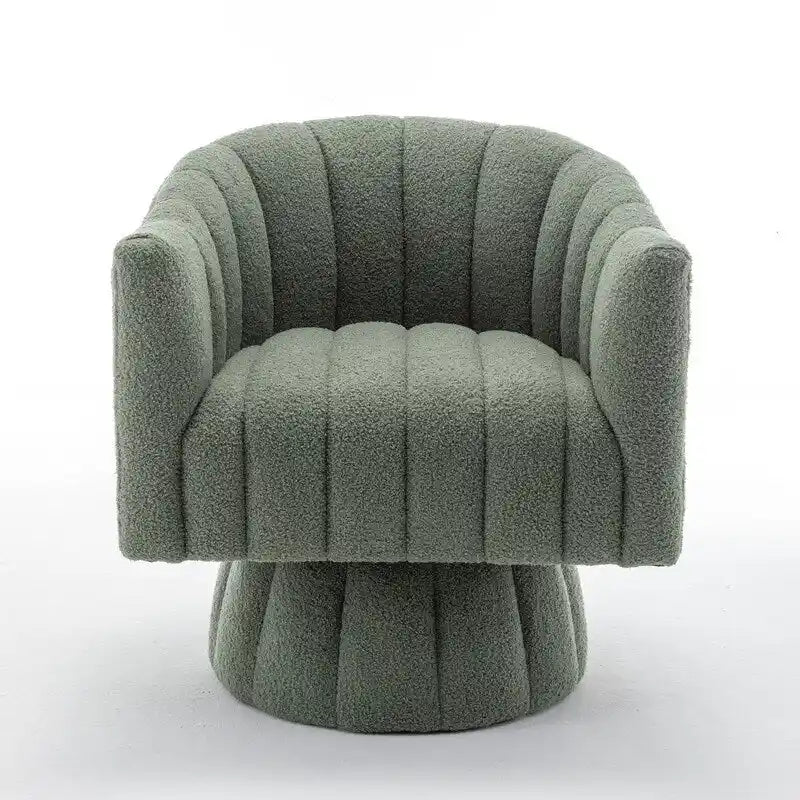 Velvet Swivel Accent Barrel Chair – White / Green / Black / Orange, 1-Person Use