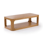 Solid Pine Wood Rectangular Coffee Table with Bottom Shelf – Pecan / Walnut, 1-Unit