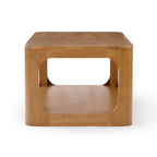 Solid Pine Wood Rectangular Coffee Table with Bottom Shelf – Pecan / Walnut, 1-Unit