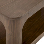 Solid Pine Wood Rectangular Coffee Table with Bottom Shelf – Pecan / Walnut, 1-Unit