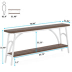 2-Tier Extra Long Console Table with Steel Frame – Rustic Brown+White / Grey+Black / Rustic Brown+Black / White, 1-Unit