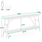 2-Tier Extra Long Console Table with Steel Frame – Rustic Brown+White / Grey+Black / Rustic Brown+Black / White, 1-Unit