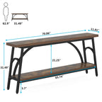 2-Tier Extra Long Console Table with Steel Frame – Rustic Brown+White / Grey+Black / Rustic Brown+Black / White, 1-Unit