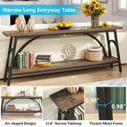 2-Tier Extra Long Console Table with Steel Frame – Rustic Brown+White / Grey+Black / Rustic Brown+Black / White, 1-Unit