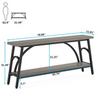 2-Tier Extra Long Console Table with Steel Frame – Rustic Brown+White / Grey+Black / Rustic Brown+Black / White, 1-Unit