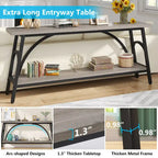 2-Tier Extra Long Console Table with Steel Frame – Rustic Brown+White / Grey+Black / Rustic Brown+Black / White, 1-Unit