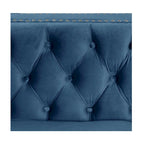 Dutch Velvet Loveseat with Button Tufting and Iron Legs – Blue / Grey / Beige, 2-Person Use