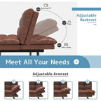 Convertible Futon Sofa Bed with Memory Foam and Adjustable Armrests – Black / Camel Brown, 1–2 Person Use