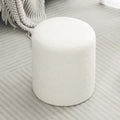 Small Fabric Footrest Ottoman Stool with Wood Frame – White / Dark Orange / Ginger / Dark Green, 1-Person Use