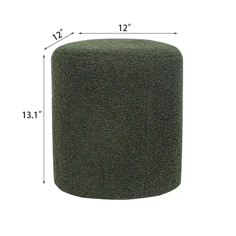 Small Fabric Footrest Ottoman Stool with Wood Frame – White / Dark Orange / Ginger / Dark Green, 1-Person Use