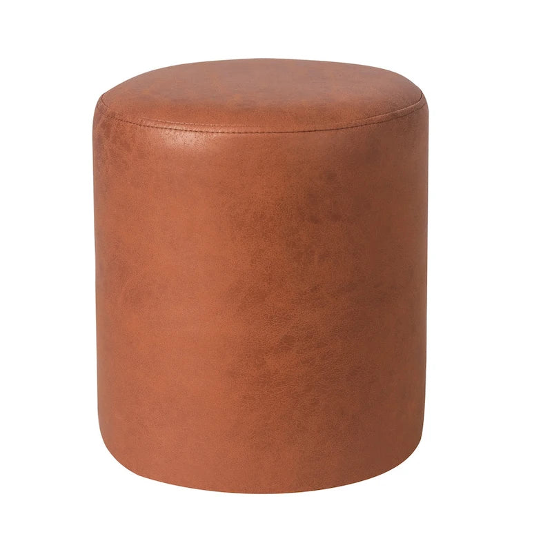 Small Fabric Footrest Ottoman Stool with Wood Frame – White / Dark Orange / Ginger / Dark Green, 1-Person Use
