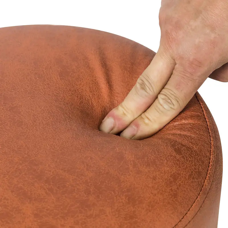 Small Fabric Footrest Ottoman Stool with Wood Frame – White / Dark Orange / Ginger / Dark Green, 1-Person Use