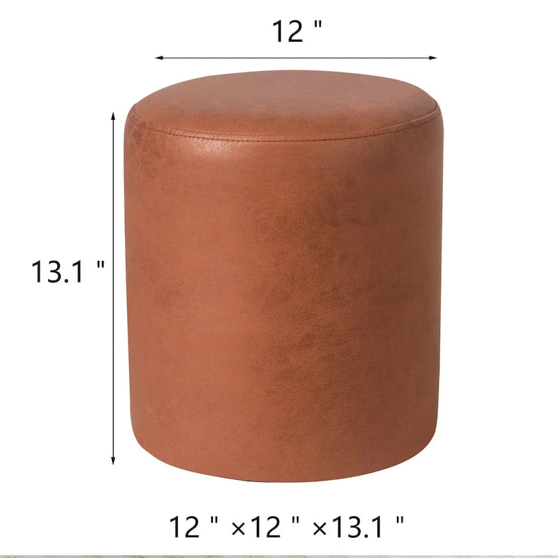 Small Fabric Footrest Ottoman Stool with Wood Frame – White / Dark Orange / Ginger / Dark Green, 1-Person Use