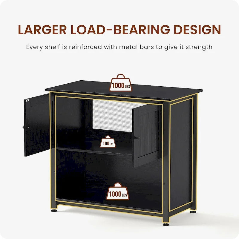 40-50 Gallon Aquarium Stand with Storage Cabinet – Black / Grey / Brown, 1-Unit