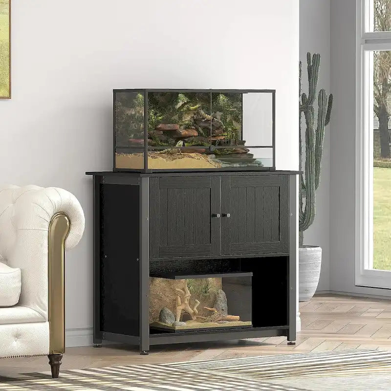40-50 Gallon Aquarium Stand with Storage Cabinet – Black / Grey / Brown, 1-Unit