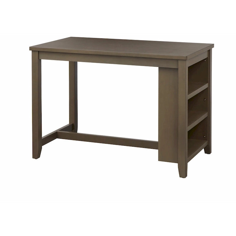 Counter-Height Dining Table with 3 Open Storage Shelves – Antique White / Sage Green / Grey, 2-Person Use