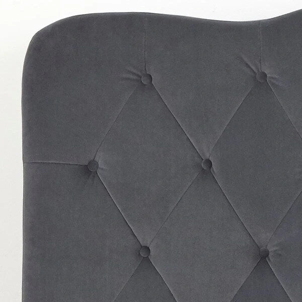 Button-Tufted Camel-Back Upholstered Bed with Padded Headboard – Sand Fabric / White Velvet / Grey Velvet, Full / Queen