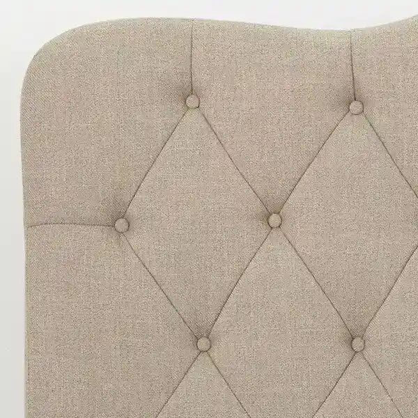 Button-Tufted Camel-Back Upholstered Bed with Padded Headboard – Sand Fabric / White Velvet / Grey Velvet, Full / Queen