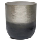 Boho Drum-Shape Textured Metal Side Table – Silver Ombre / Gold Ombre / Copper Ombre, 1-Unit