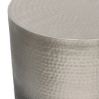 Boho Drum-Shape Textured Metal Side Table – Silver Ombre / Gold Ombre / Copper Ombre, 1-Unit