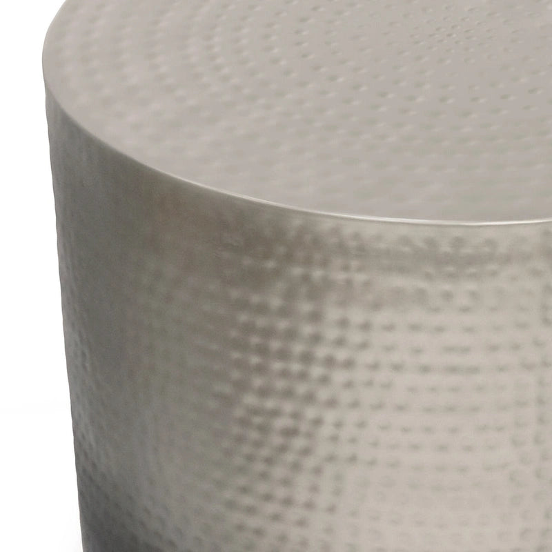 Boho Drum-Shape Textured Metal Side Table – Silver Ombre / Gold Ombre / Copper Ombre, 1-Unit